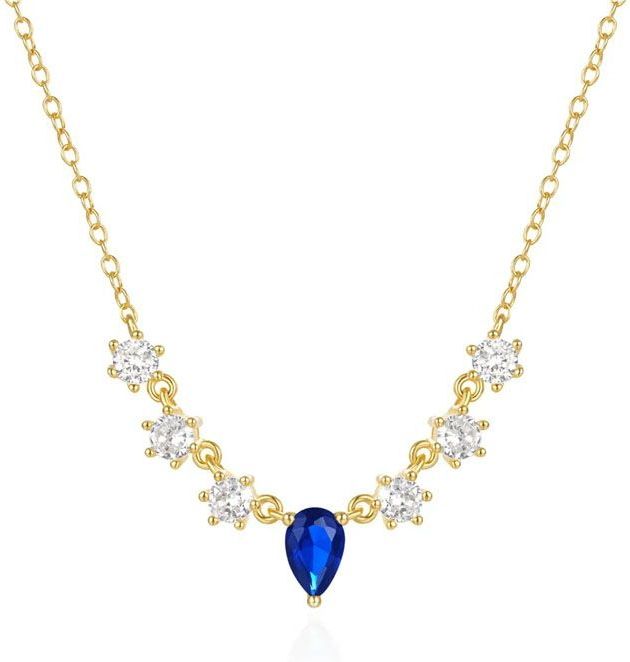 Elenza - Ketting - Blauw - 925 Zilver - Verguld - Verstelbare Lengte 40+5cm