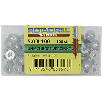 Rotadrill schroef universeel platkop T25 verzinkt 5x100 mm 100 stuks