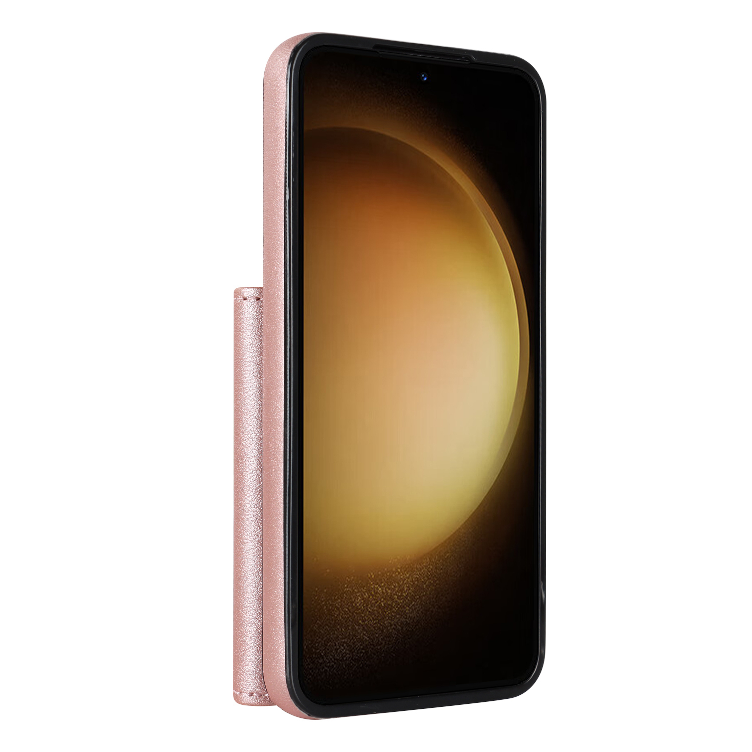 Samsung Galaxy S23 5G Necklace Leder Schutz Hülle mit Kartenfach   Handykette (140cm) - Roségold