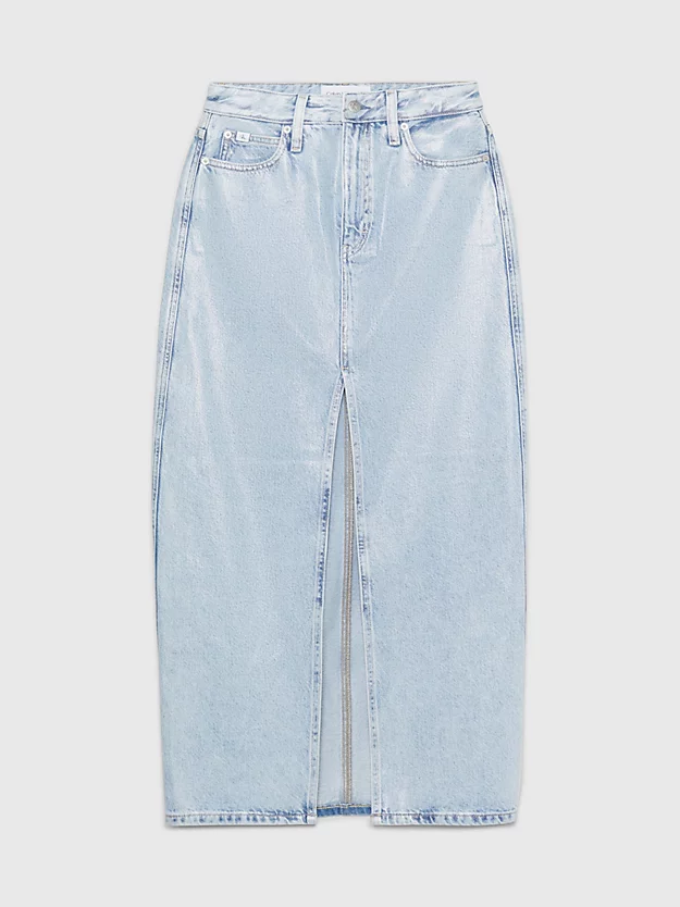 Saia longa de denim revestido