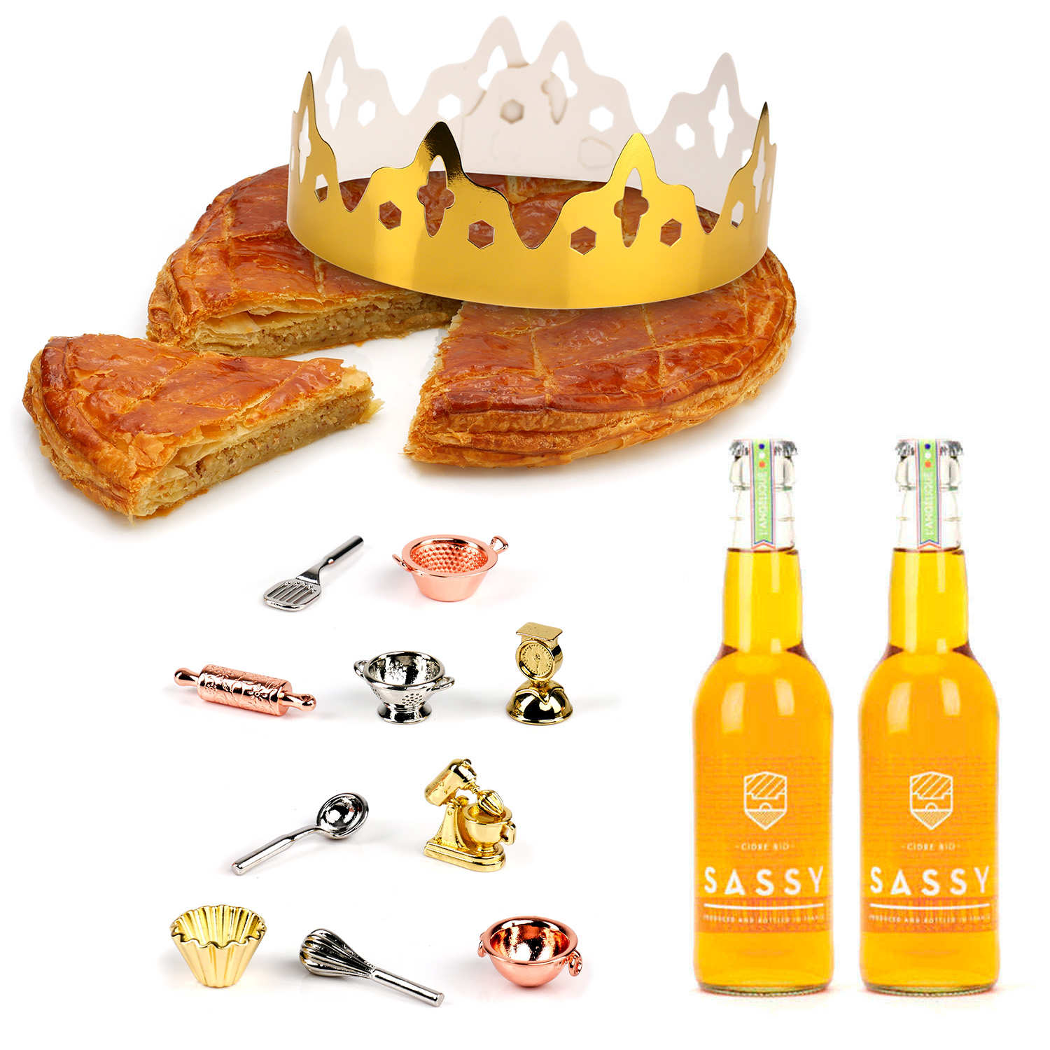 Galette des Rois frangipane et ses 2 bouteilles de cidre