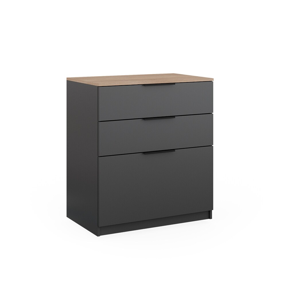 Vicco Kommode Betti 80 x 90 cm in Anthrazit Sonoma, 3 Schubfächer, Schlafzimmer