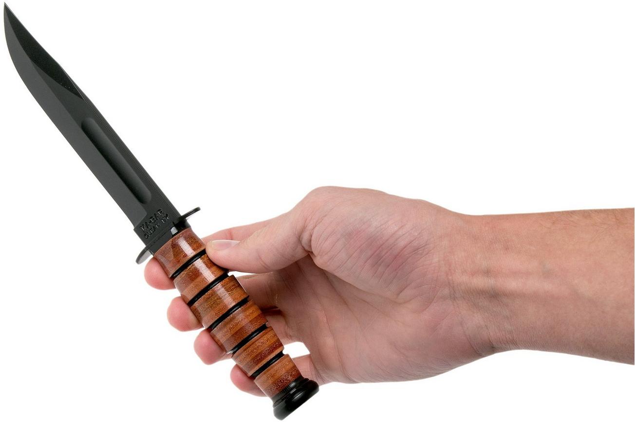 KA-BAR Short 1251, vaststaand mes, lederen foedraal