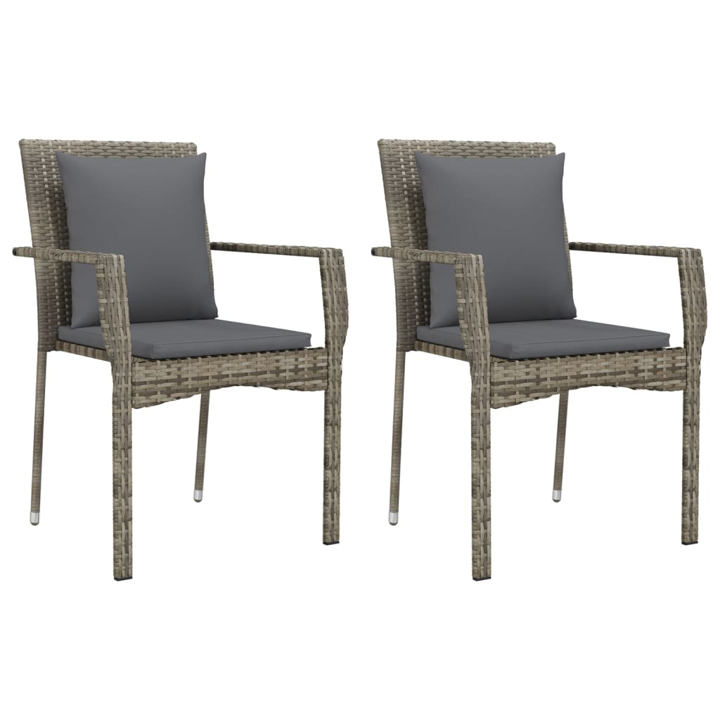 Mobilier à dîner de jardin 3 pièces avec coussins noir et gris