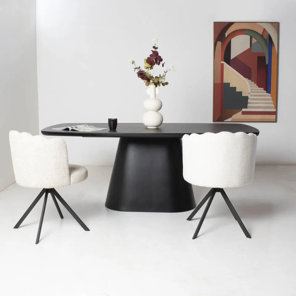 Eettafel Deens Ovaal - Zwart Hout - 200x100x76cm - Moya