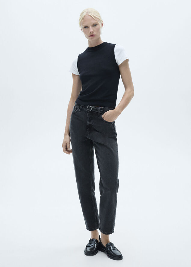 MANGO Mom2000 high-rise jeans Open grey