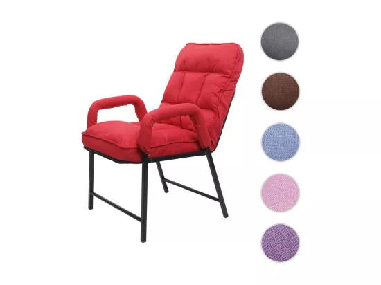 Chaise de salle à manger HWC-K40 capacité de charge 160kg dossier réglable métal - tissu/textile rouge