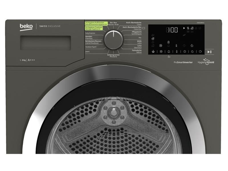 Beko Wäschetrockner DS8539MCH Rechts, Anthrazit Frontloader mit UV Desinfektion und 8 kg Ladekapazität