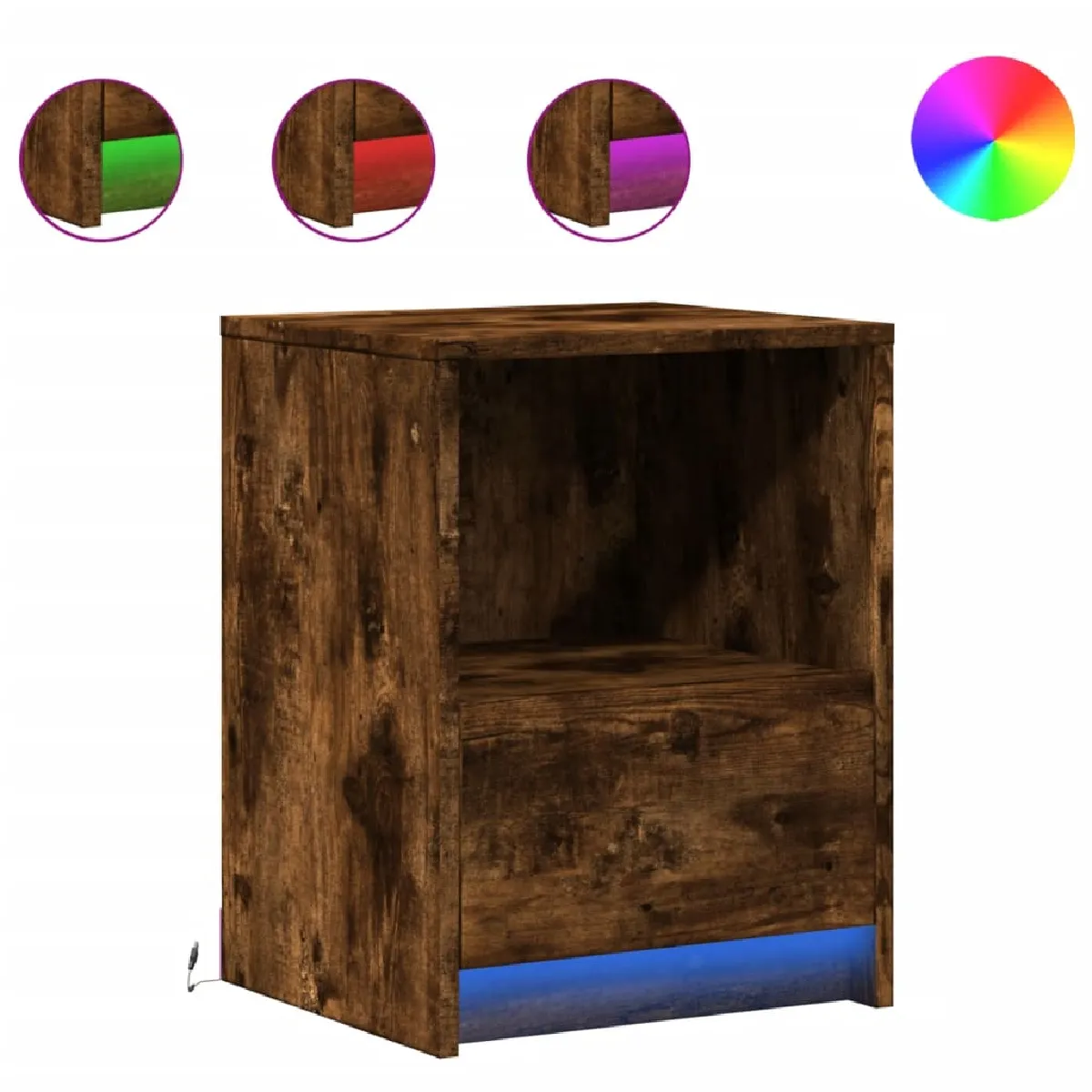 vidaXL Armoires de chevet avec lumières LED