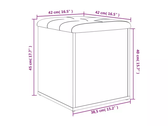 Banc de rangement chêne marron 42x42x45 cm bois d'ingénierie
