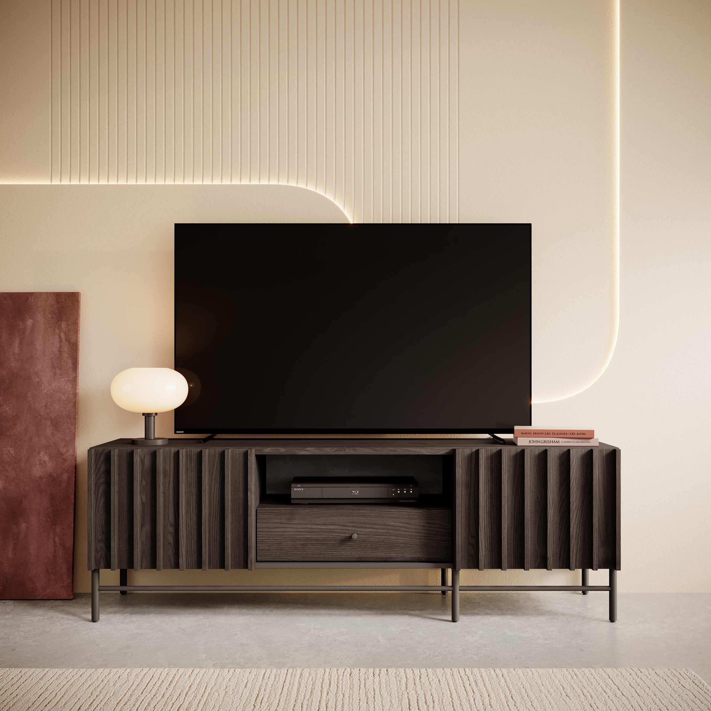 Meubella - TV-Meubel Paz - Donker eiken - 165 cm