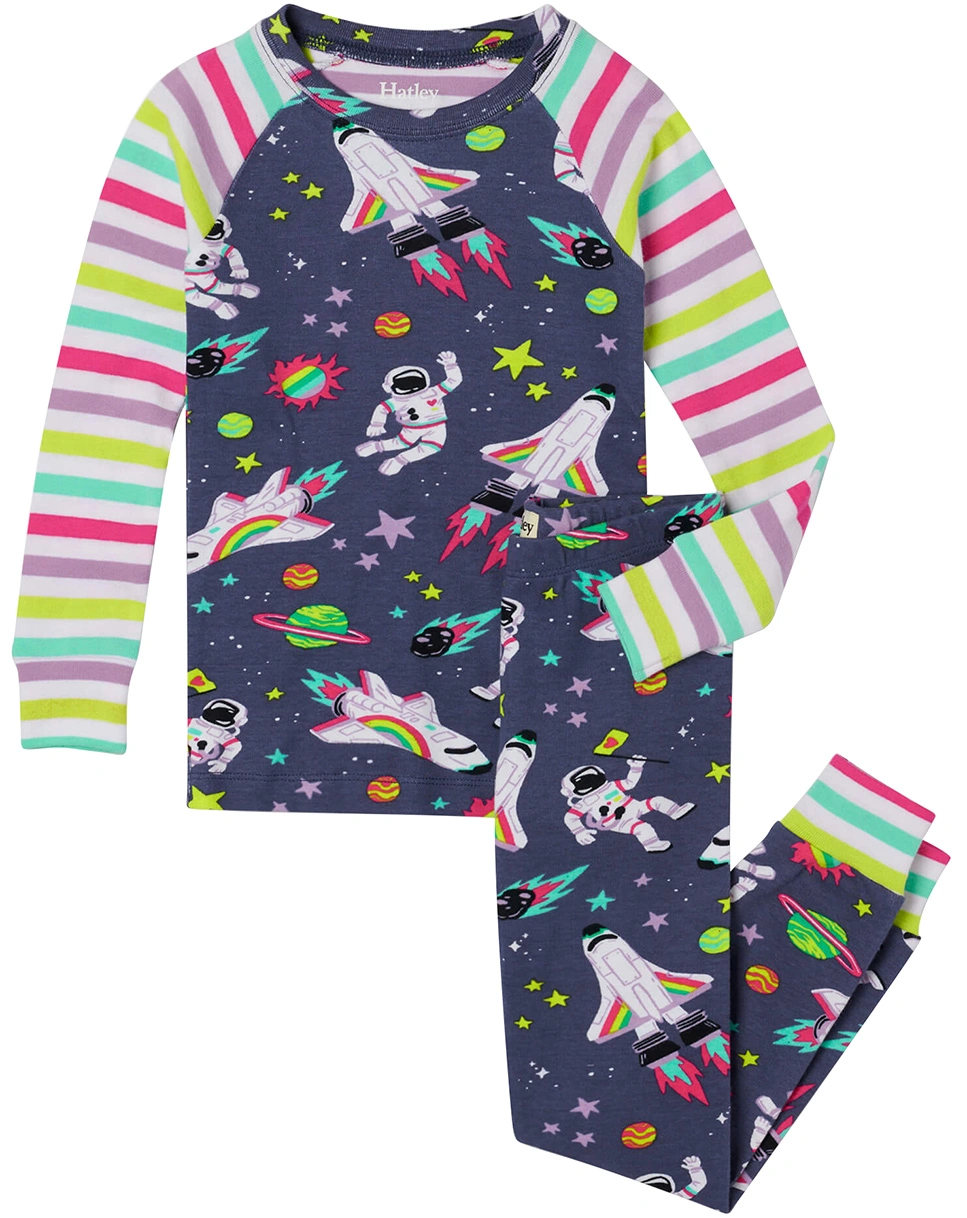 Schlafanzug lang COSMIC RAINBOWS in navy/multi