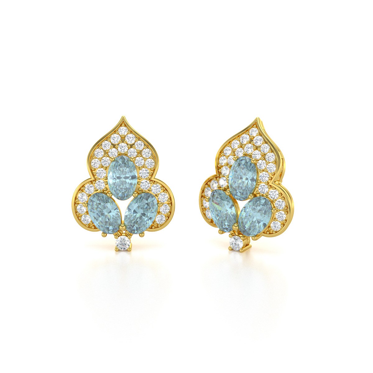 Boucles d'oreilles ADEN Or 585 Jaune et Aigue-Marine 3.5grs