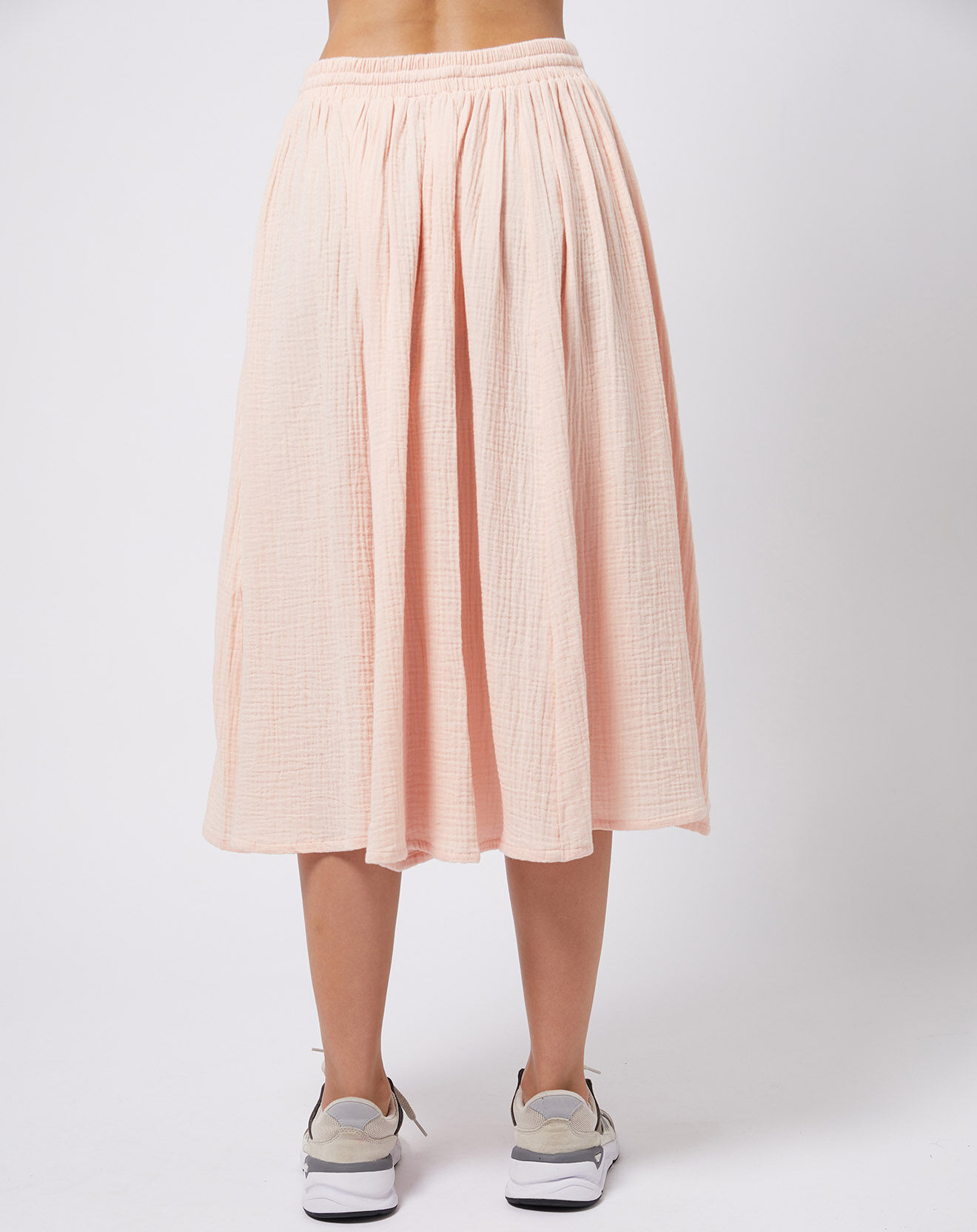 Esprit Jupe midi en Gaze de coton rose clair/pêche