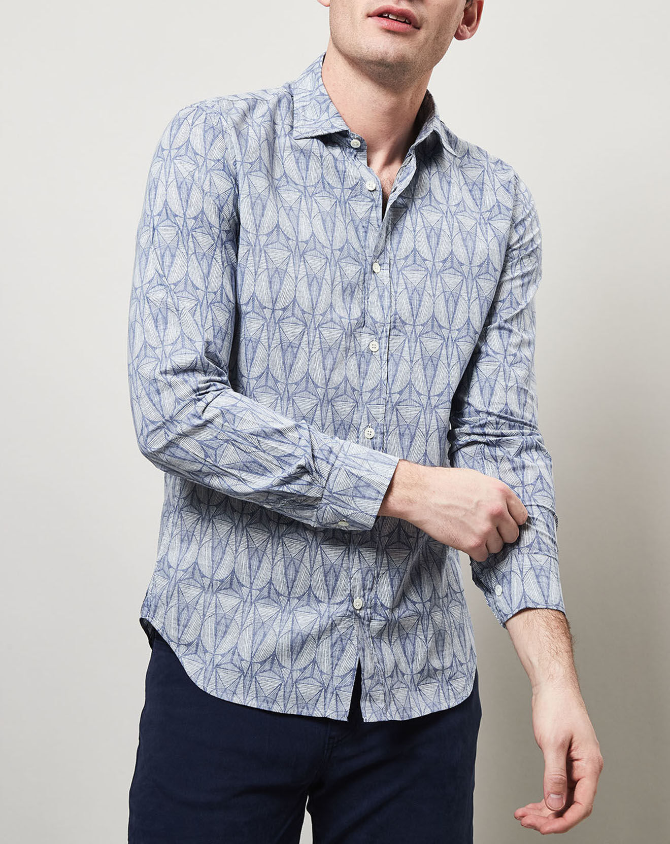 Hartford Chemise Slim Fit Sammy imprimé bleu/blanc
