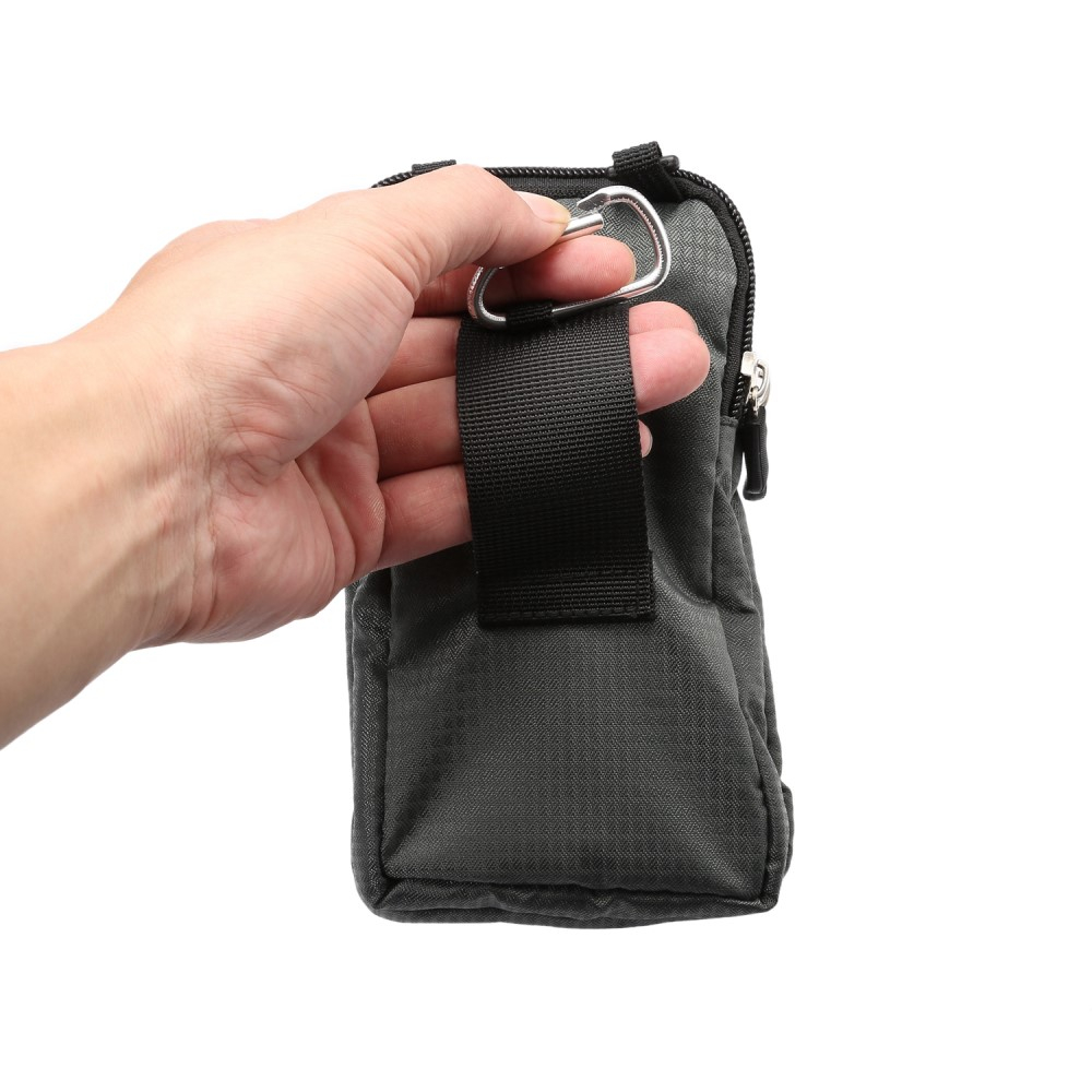 (180x100x35mm) Spritzwasserfeste Universal Nylon Tasche mit Gürtelclip und Karabinerhaken - Grau