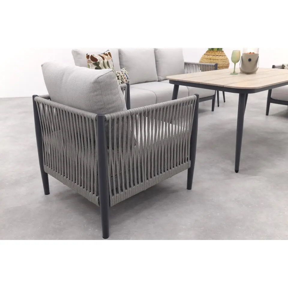 GI Diamo stoel/bank lounge-diningset (4-delig) - Carbon Black/Zand