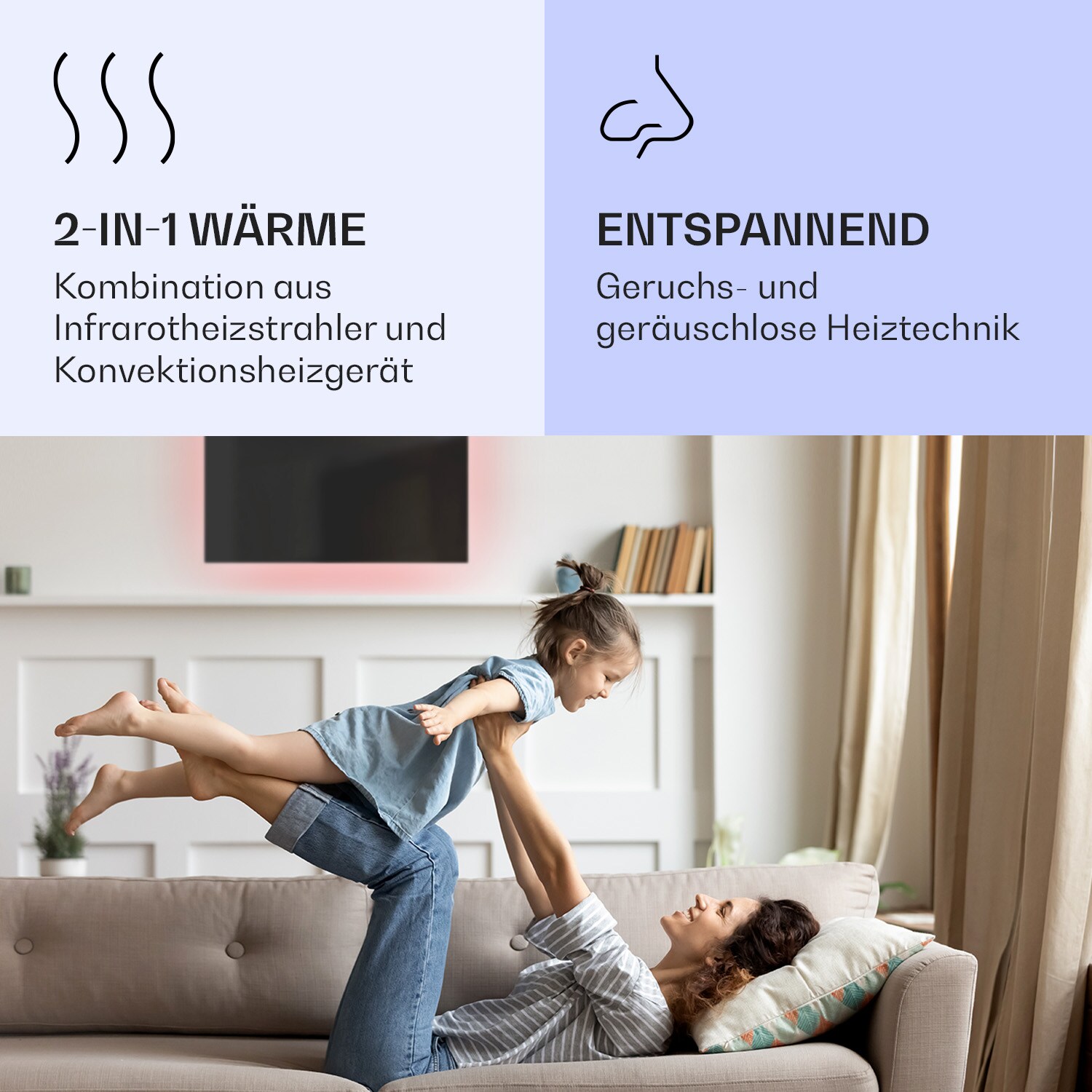 Mojave 750 smart 2-in-1 Heizgerät Infrarot Konvektor 85x60cm 750W RGB-Licht