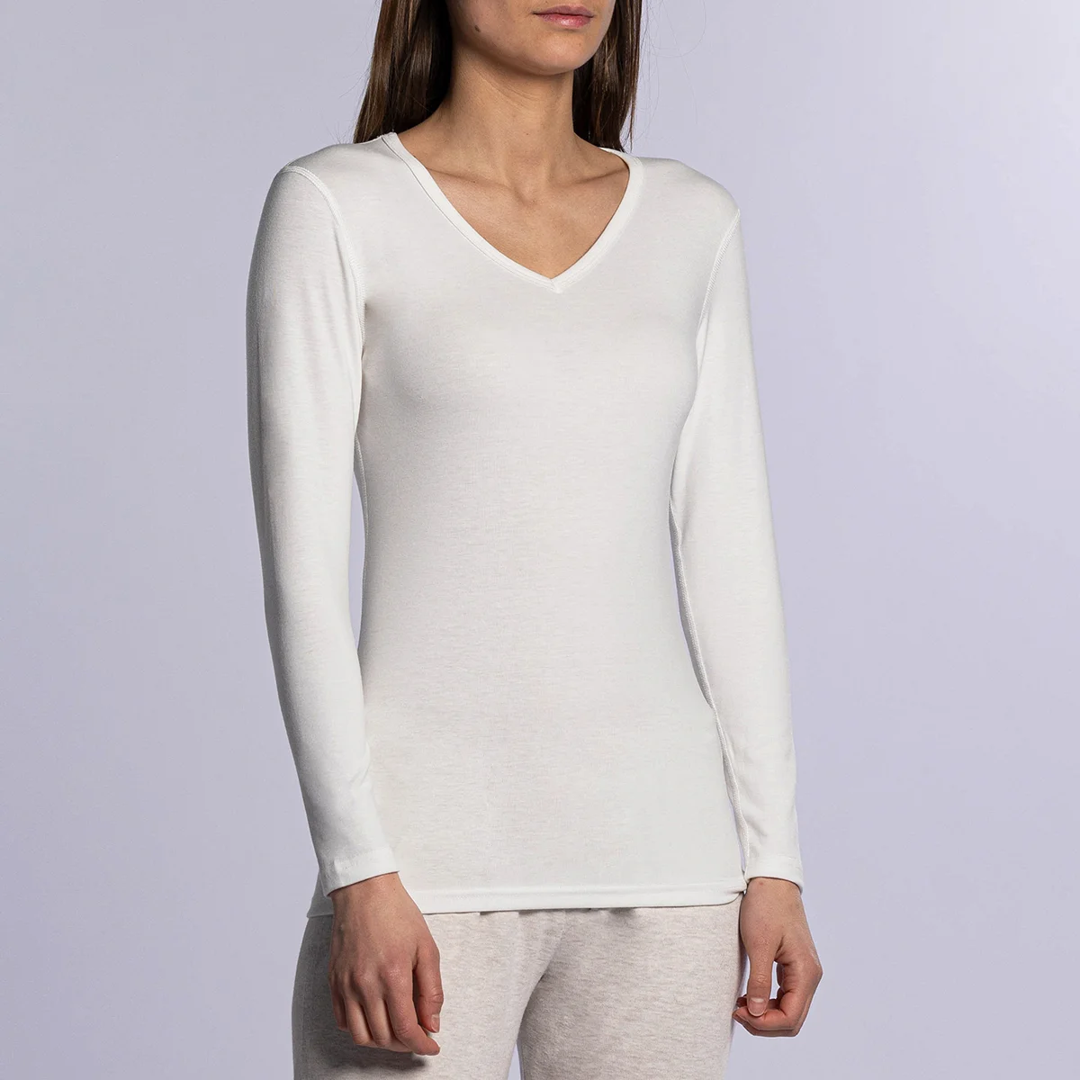 T-shirt manches longues thermique femme blanc