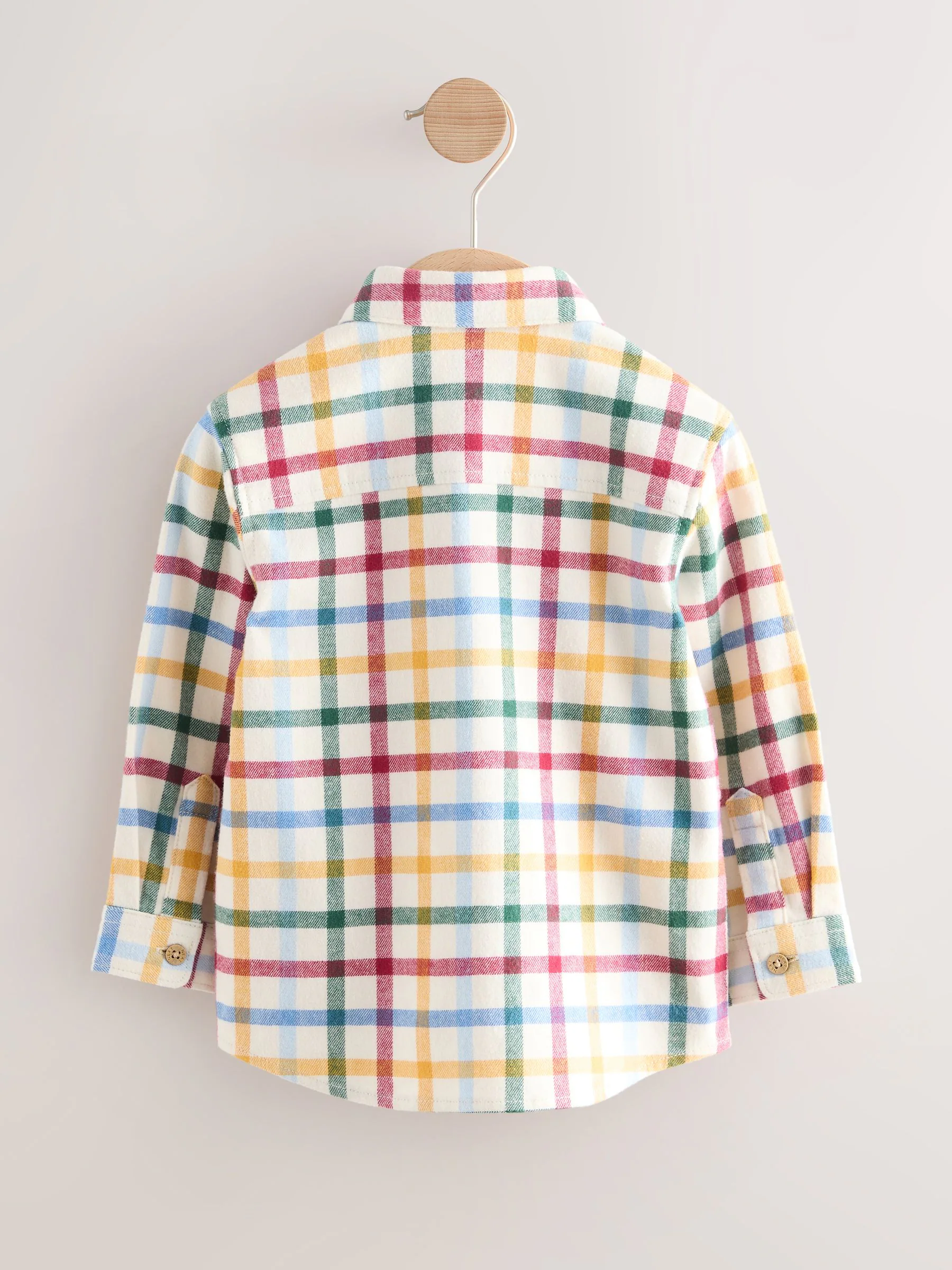 Ecru felle gingham-ruit - Long Sleeve Character Shirt (3mths-7yrs)