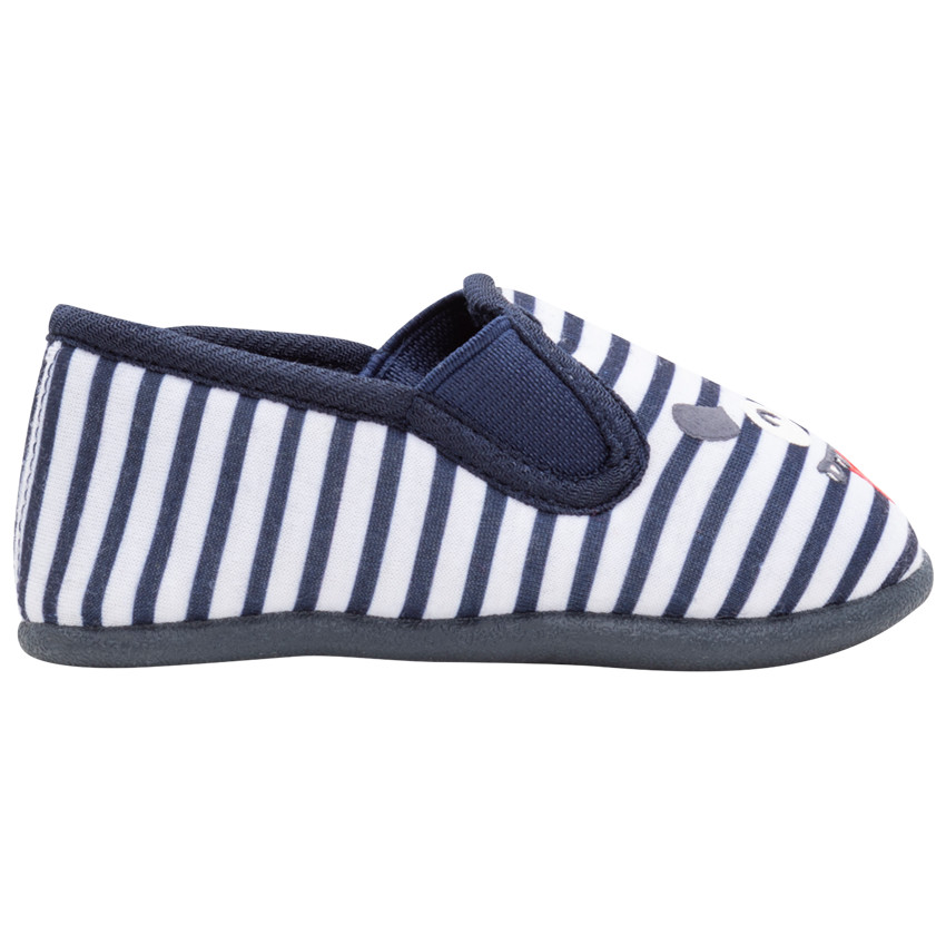 Chaussons bas rayés avec élastiques et personnage printé