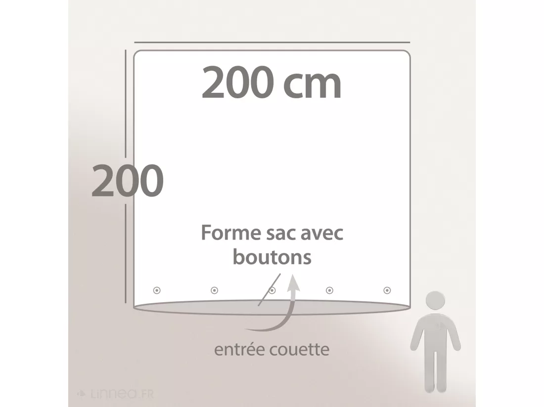 Housse de couette 200x200 cm lin lavé SONATE vert Thym