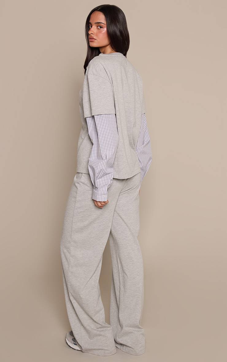 Pantalon Large En Jersey De Coton Avec Détail De Ceinture À Carreaux