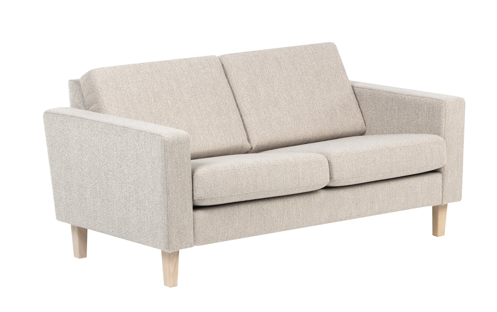 Slogen 2-seter sofa Tekstil Dragon Sand med standard ryggpute. Vange B og hvitpigmentert ben 178.