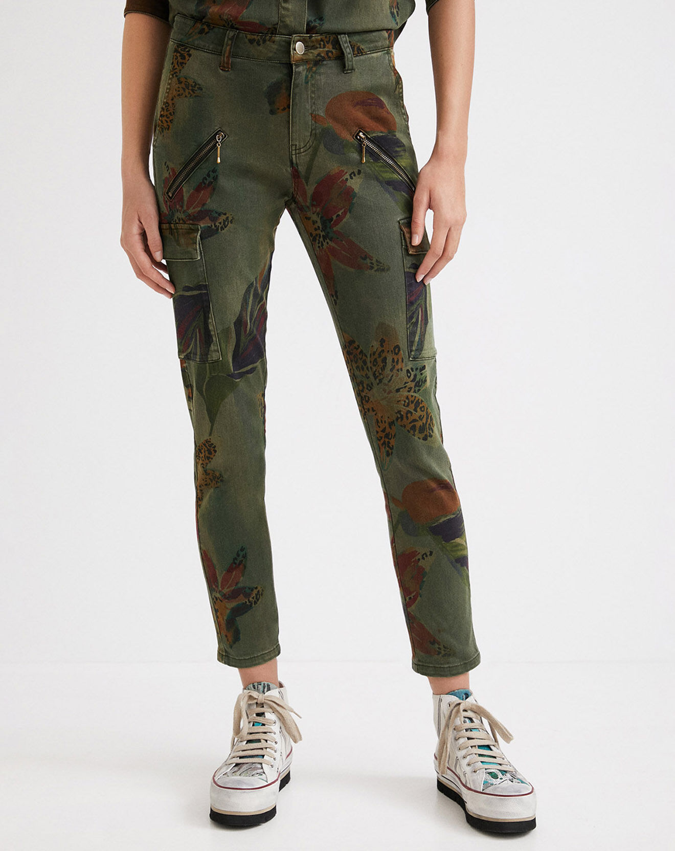 Desigual Pantalon Naia vert kaki