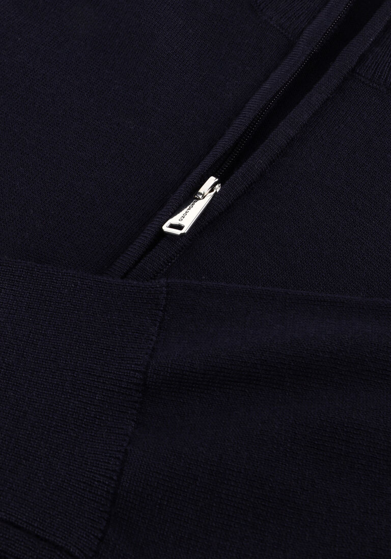 donkerblauwe profuomo trui pullover half zip merino