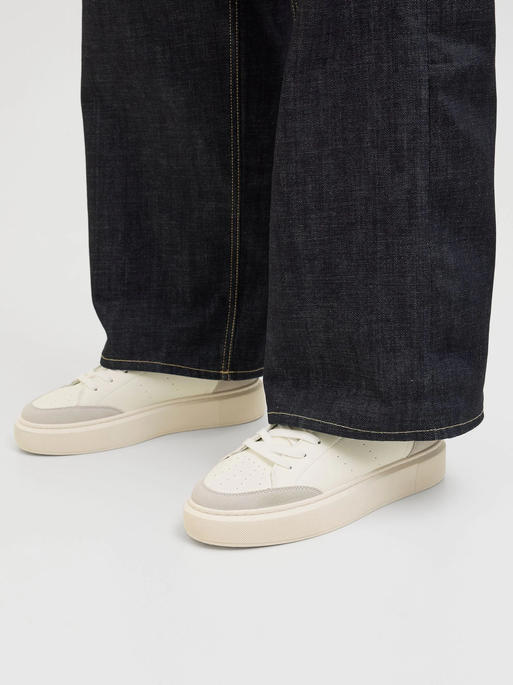 Off White - JACK & JONES Chunky Sole PU Trainers