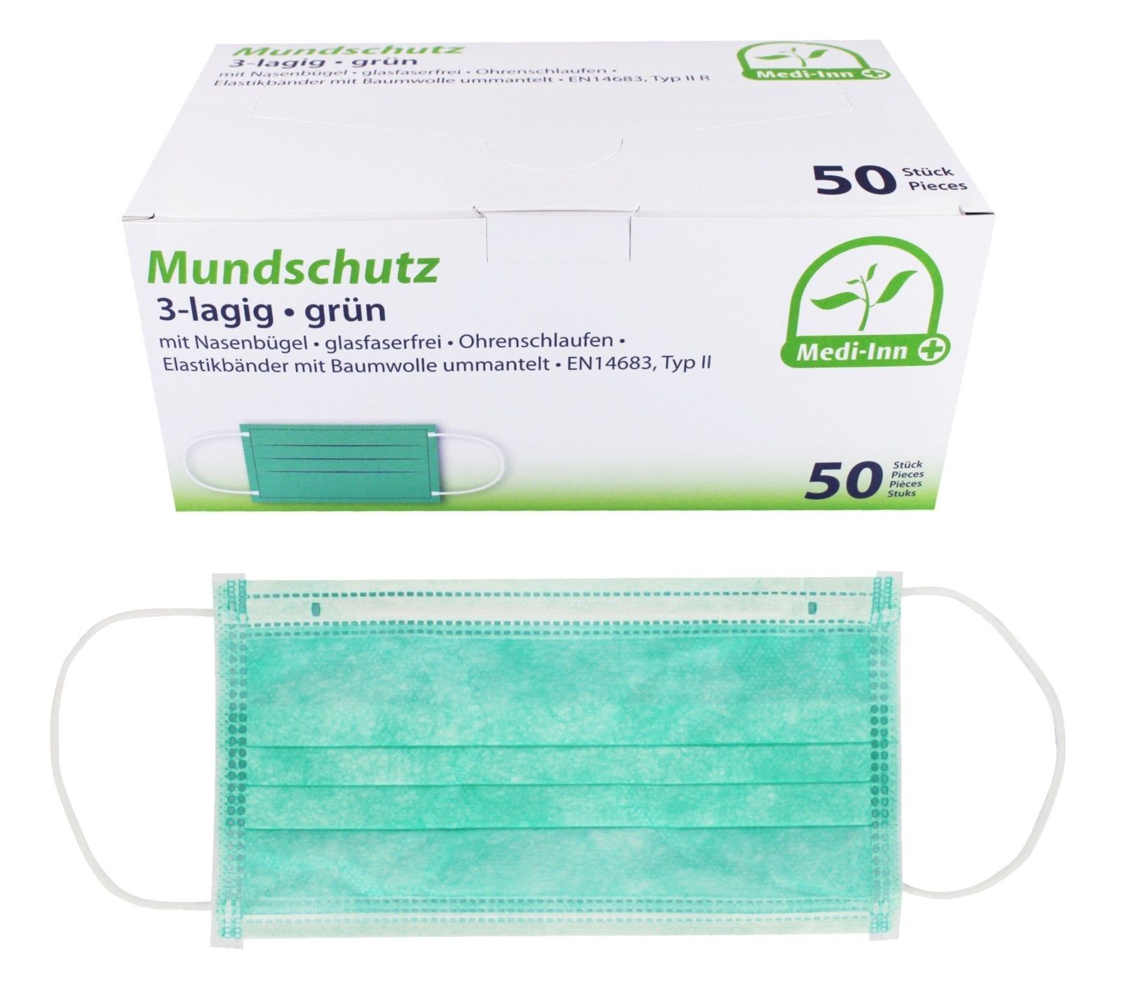 Medi-Inn Mundschutz Atemschutz mit Elastikbändern Typ II 3-lagig