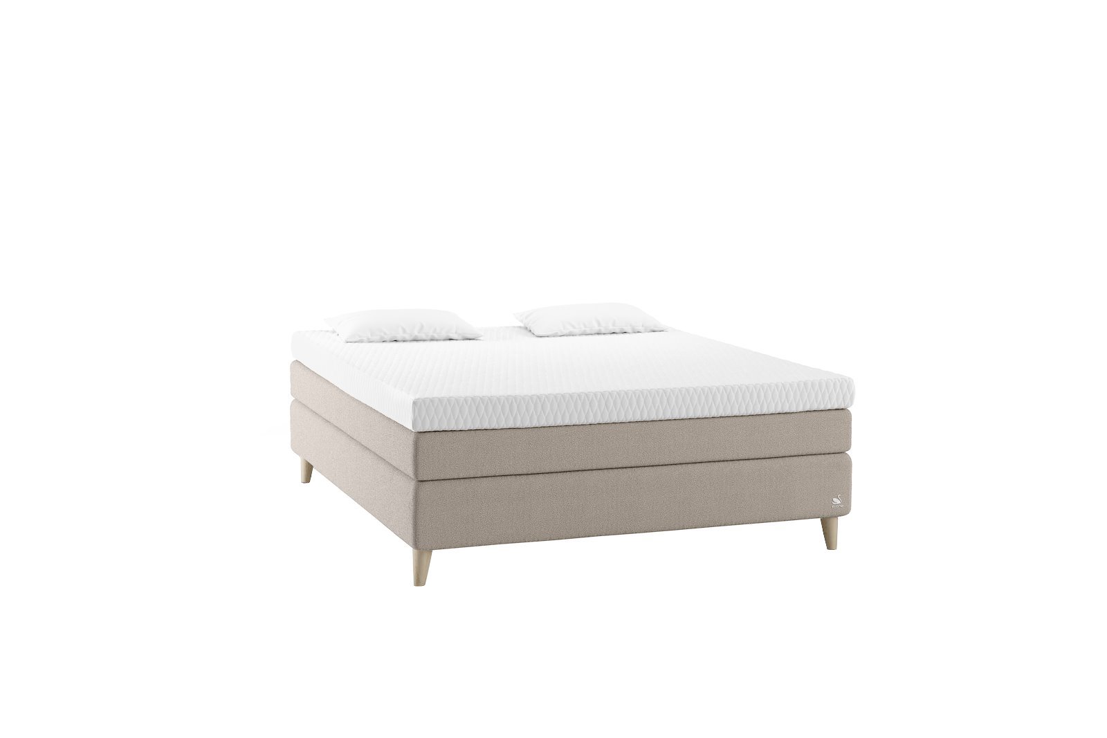 Zarah Kontinental Tekstil Dream Grey, Integrert overmadrass og Cone Leg 14cm Oak