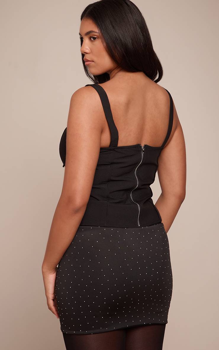 Noir Corset Shape Tissé À Lacets Avec Décolleté Cœur