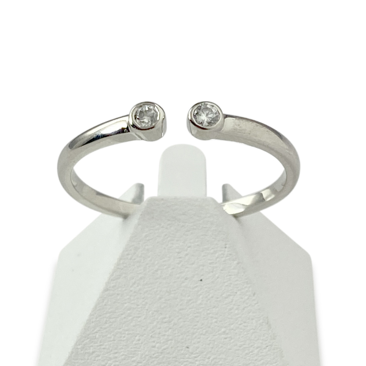 Duo bagues d'occasion or 375 blanc topaze bleue traitée et zirconia