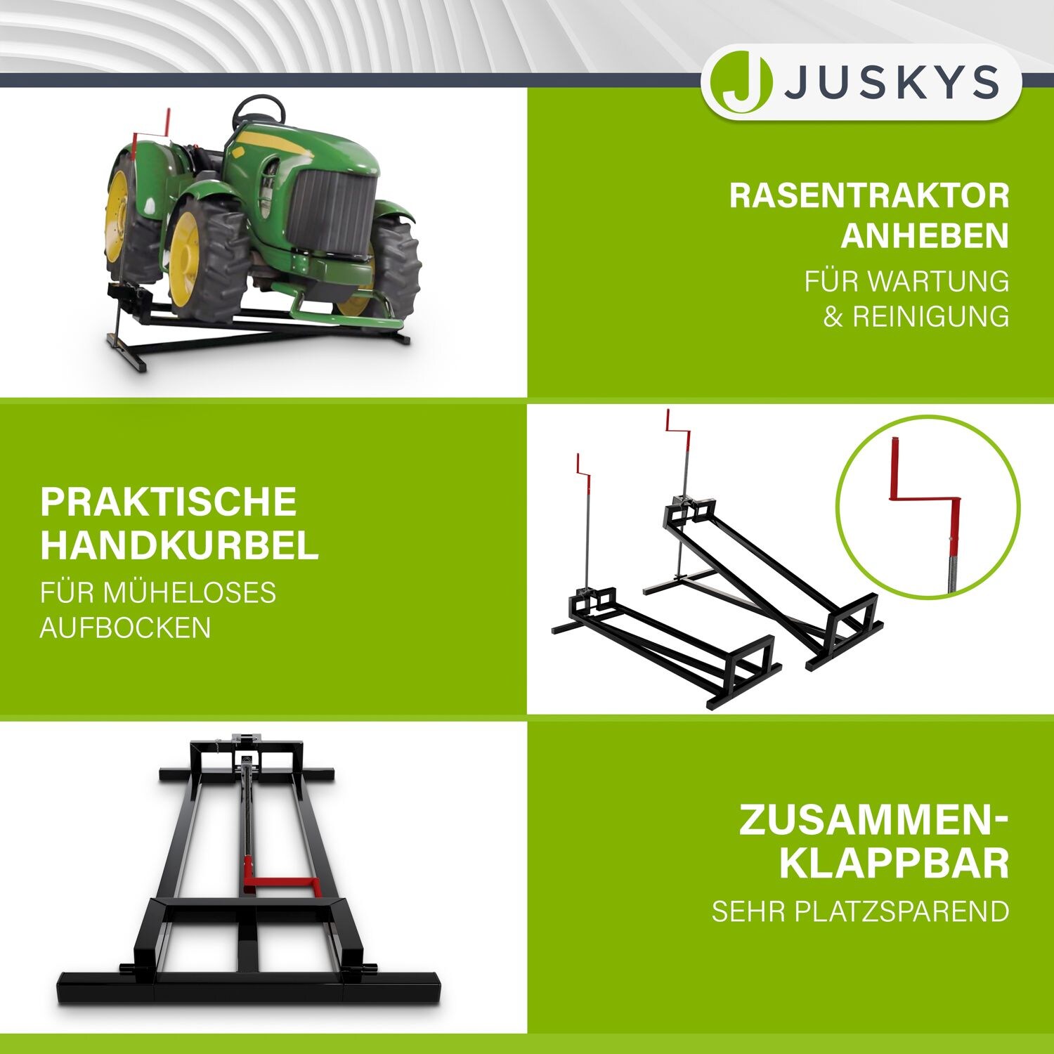 Juskys Rasentraktorheber in Schwarz für Rasenmäher und Aufsitzmäher bis 400 kg und 45°