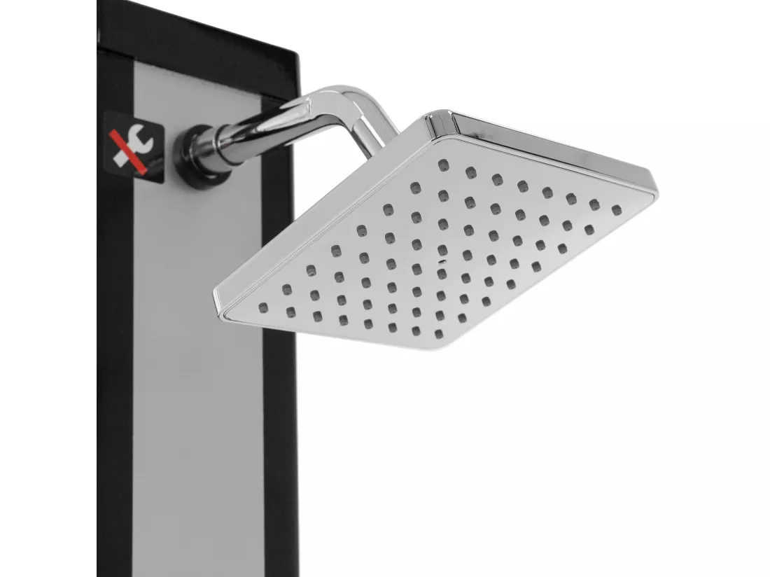Douche solaire d'extérieur + douche à pied et pomme de douche noir/argent 40 L