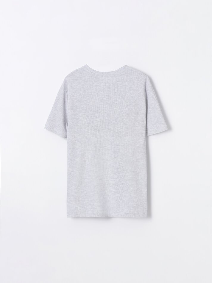 Conjunto de pijama texturizado - Cinza mesclado