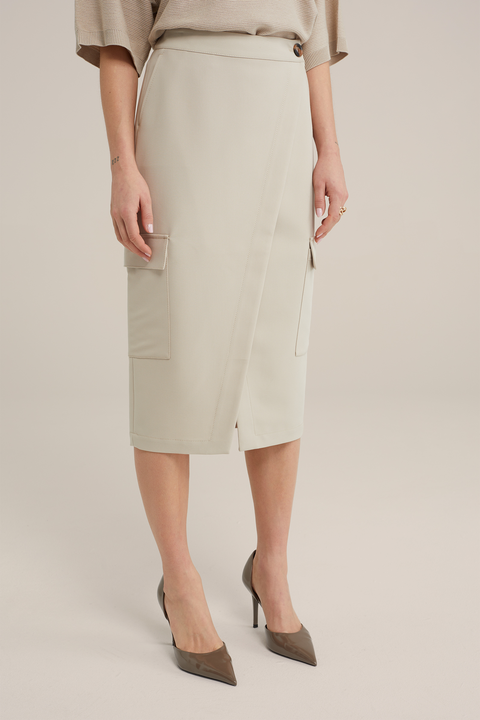 rok met cargozakken WE Fashion Beige