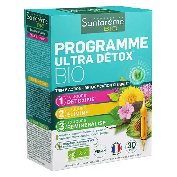 Santarome Bio - Programa Orgânico Ultra Detox - Desintoxicação Completa - 30 ampolas