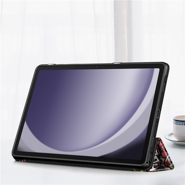 Samsung Galaxy Tab A9  Plus Hybrid Leder Tasche Smart Cover Schutzhülle   S-Pen Halterung - Graffiti