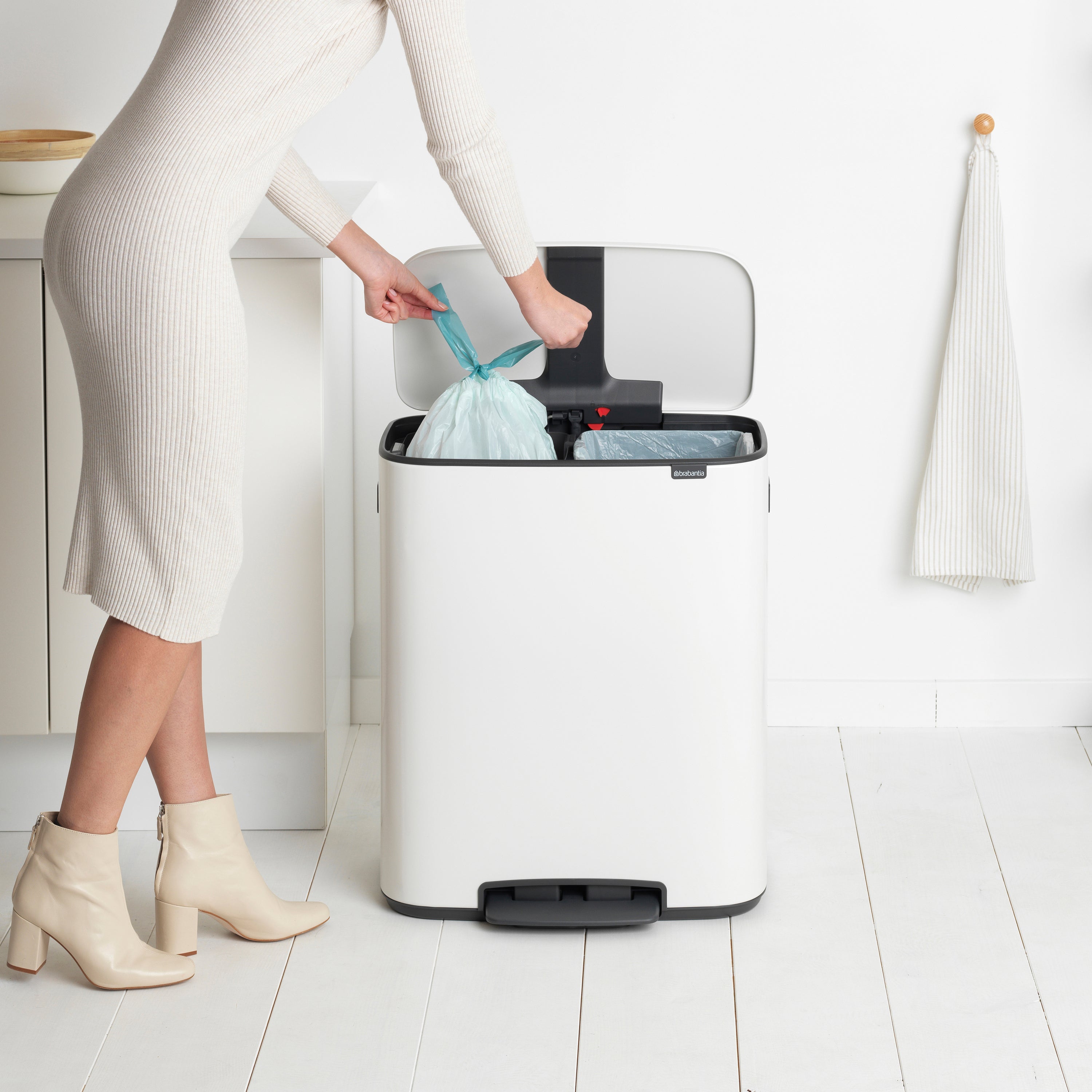 Brabantia Bo Pedaalemmer 2 x 30 L - Wit