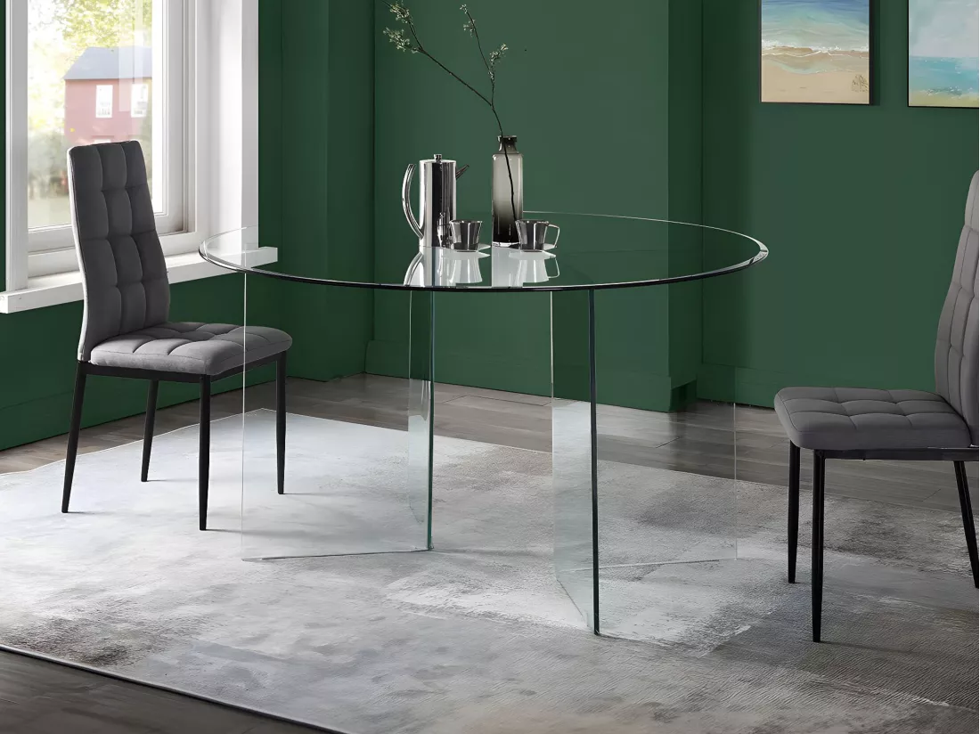 Table à manger en verre trempé - 6 personnes - ADAMO