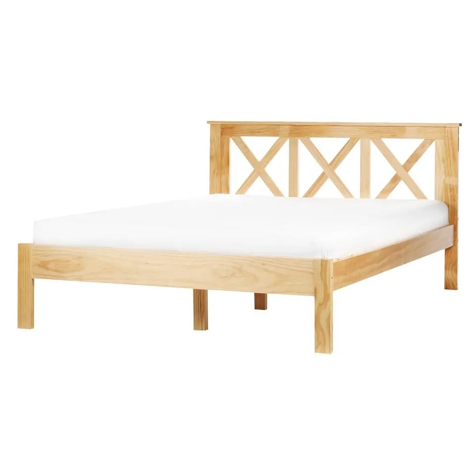 TANNAY - Tweepersoonsbed - Lichthout - 140 x 200 cm - Dennenhout