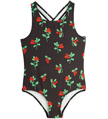 Mini Rodini Badeanzug - UV 50+ - Preiselbeeren - Schwarz