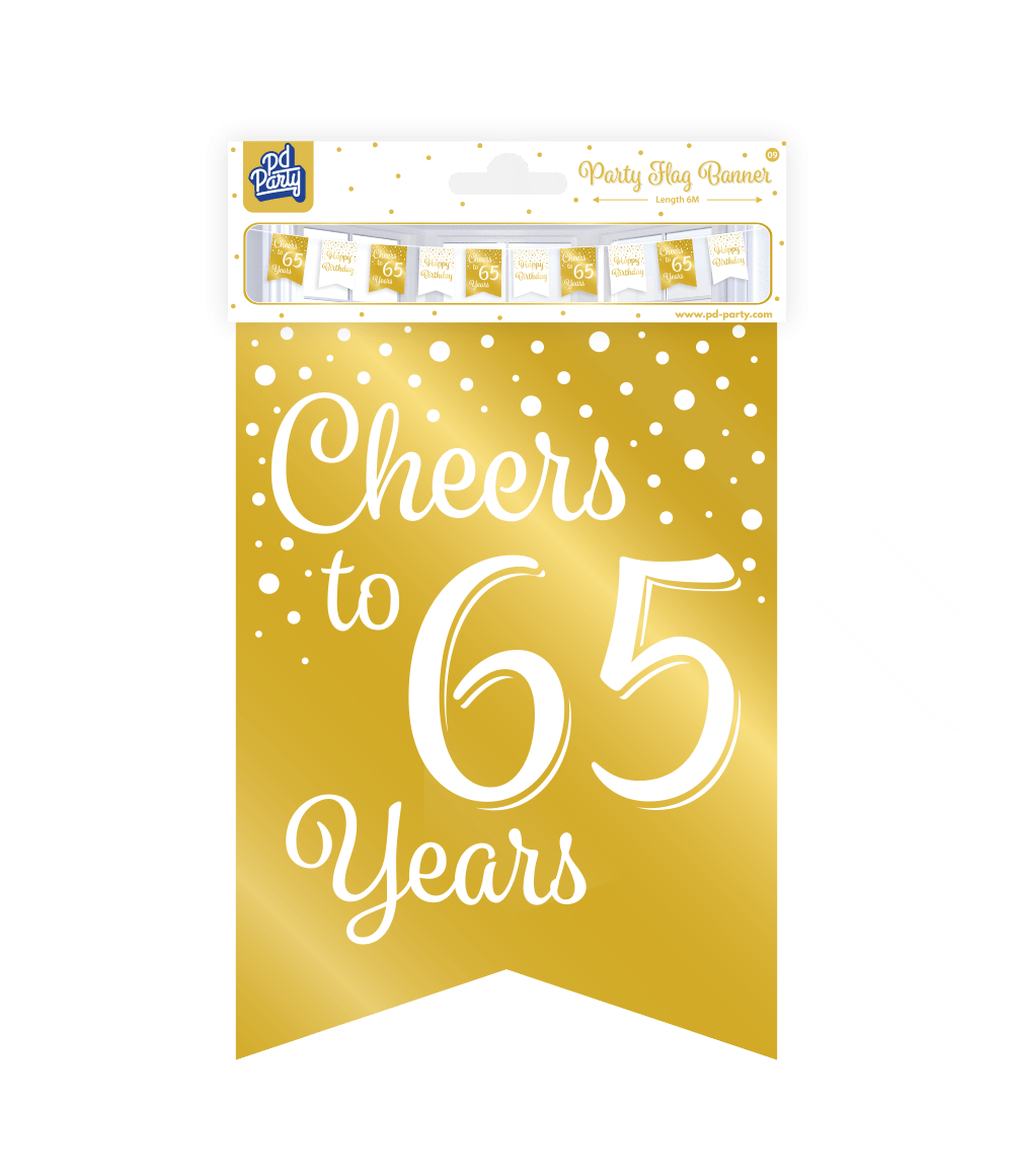 Banner 65 Jaar Goud Wit 6m
