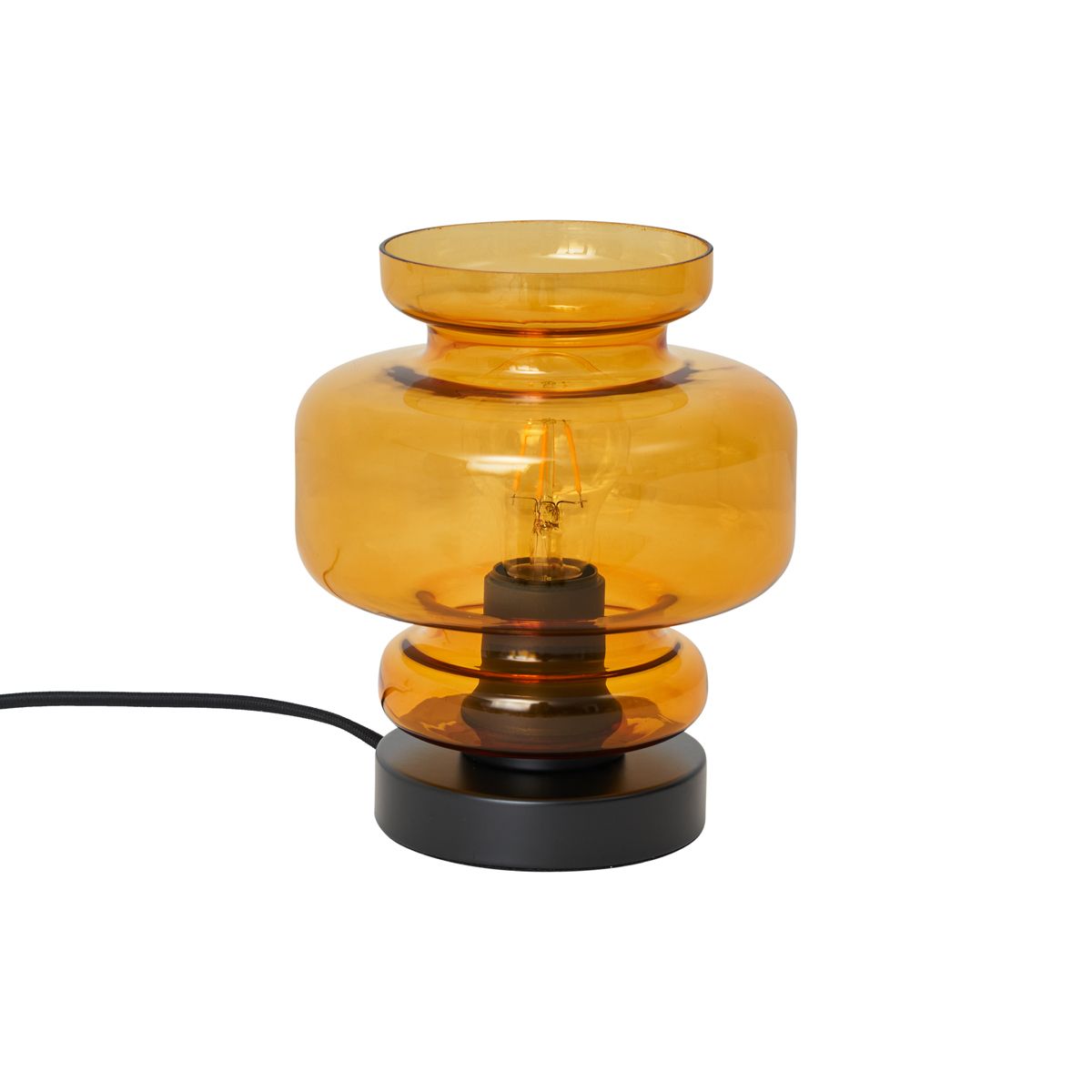 Retro tafellamp zwart met oranje glas - Denise