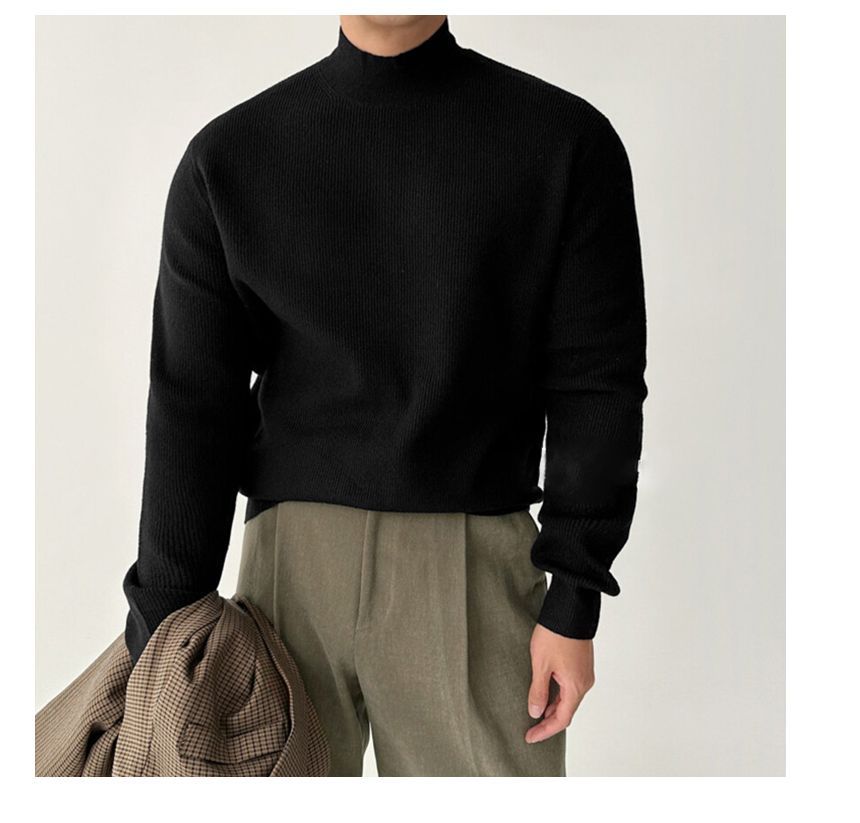 Okwano - Effen gebreide top met lange mouwen en mockneck