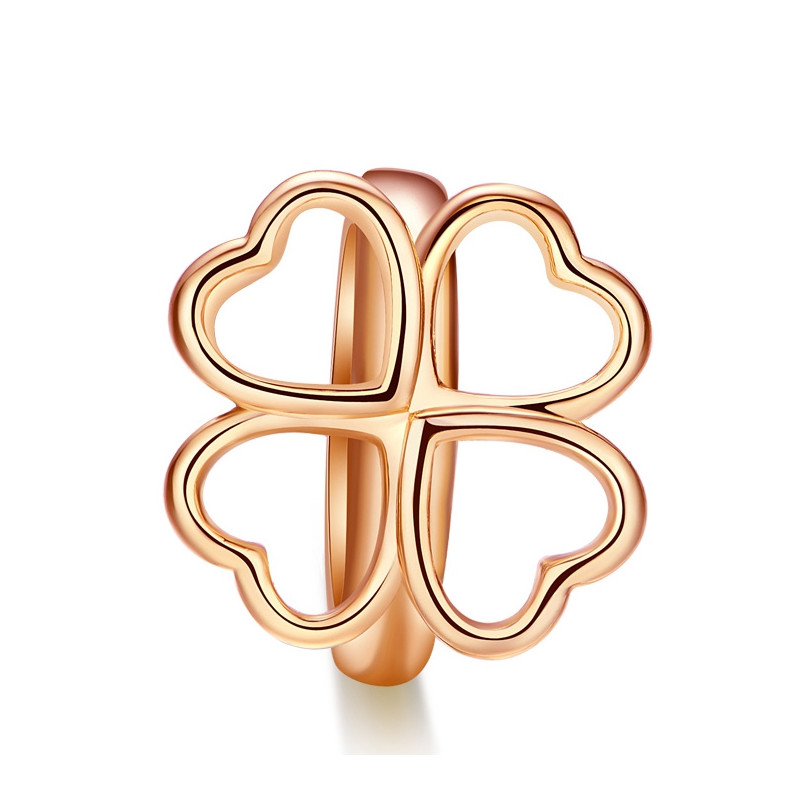 Charms Beads Trèfle en Acier Inoxydable Or Rose
