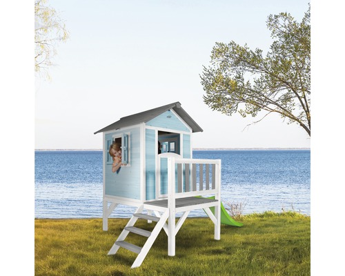 Sunny Lodge XL houten speelhuis, blauw en wit